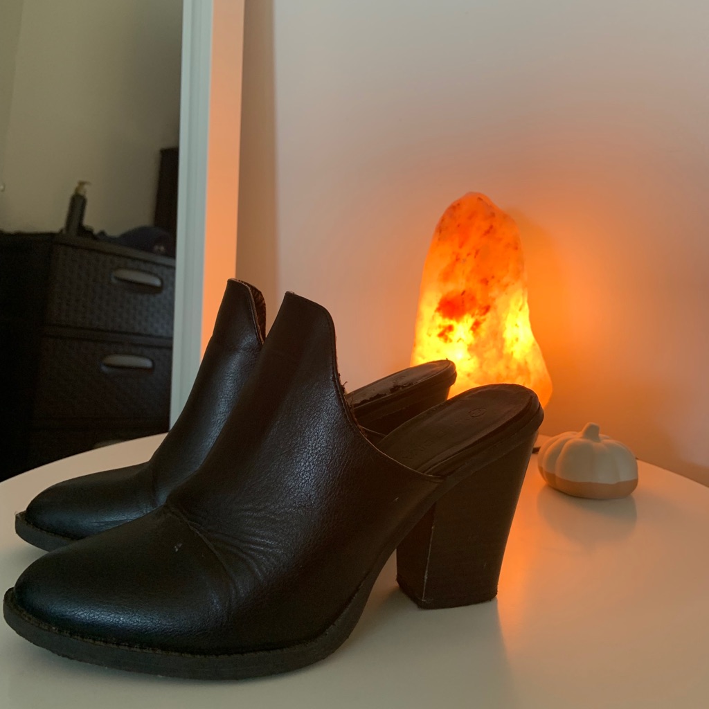 Faux Leather Mule Heels